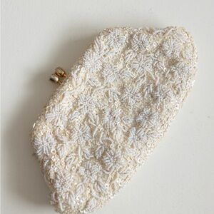 Beaded Cream Evening Clutch Vintage